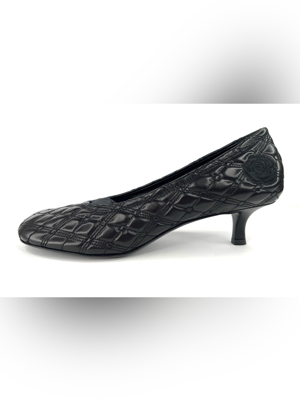 Burberry EKD Baby Pump Diamond Quilted Kitten Heel Nappa Leather Pumps EU 38.5